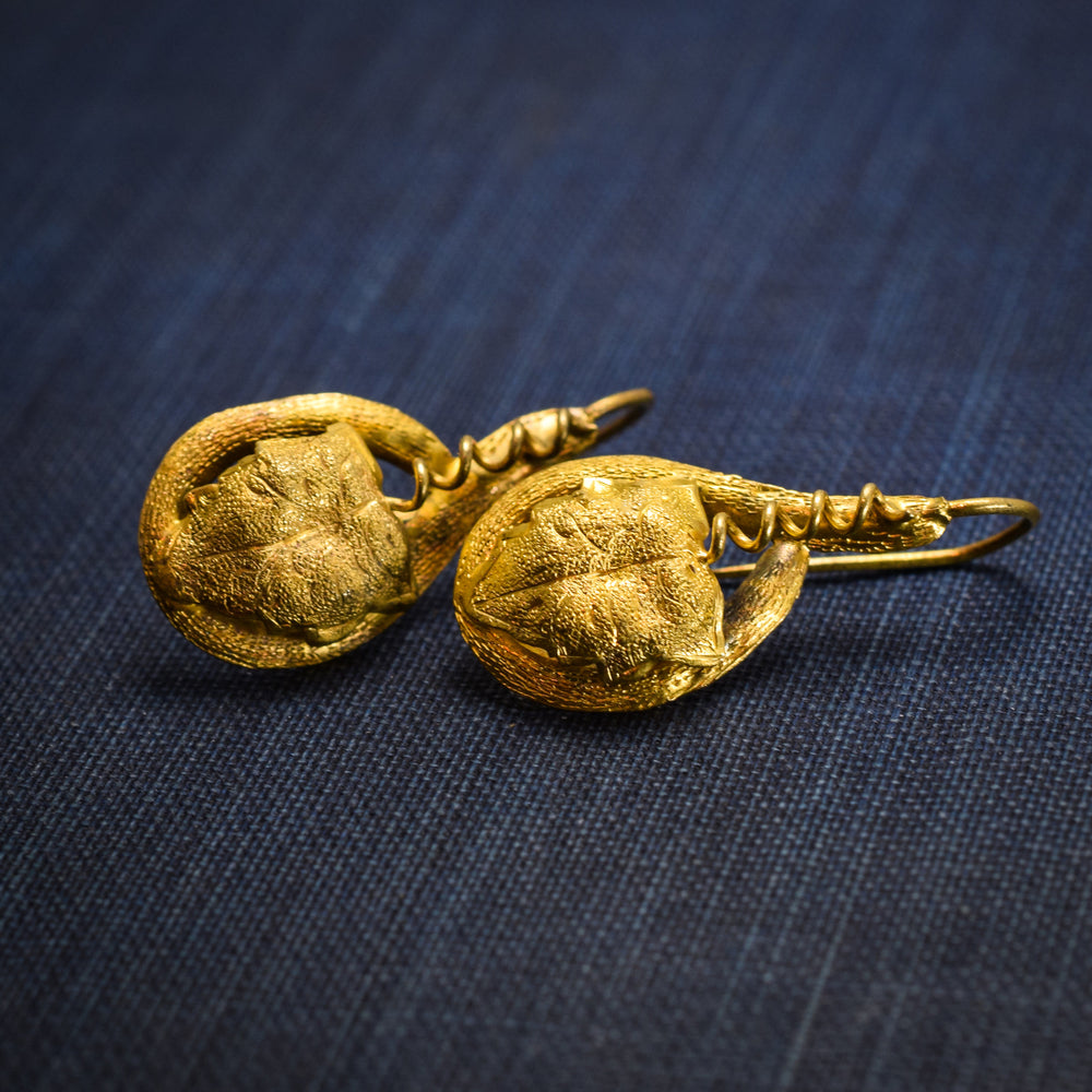 Victorian Gold Leaf & Vine Earrings