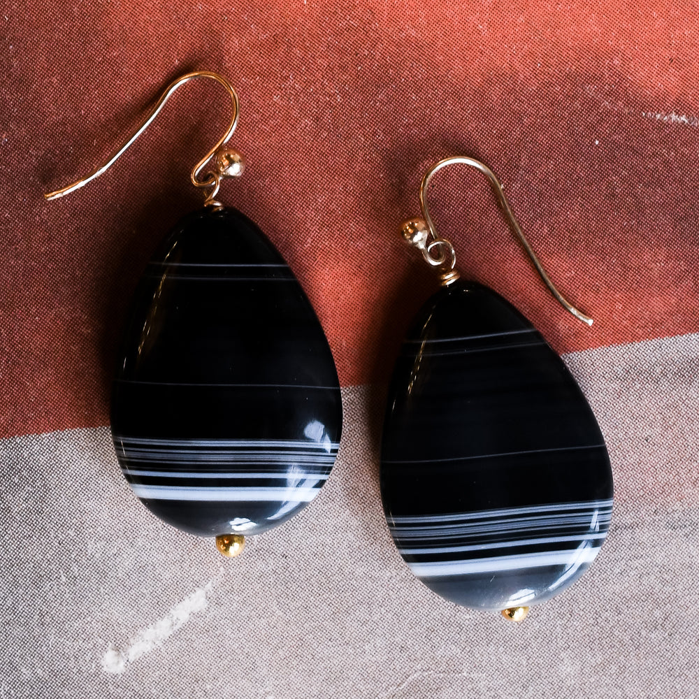Victorian Banded Agate Earrings