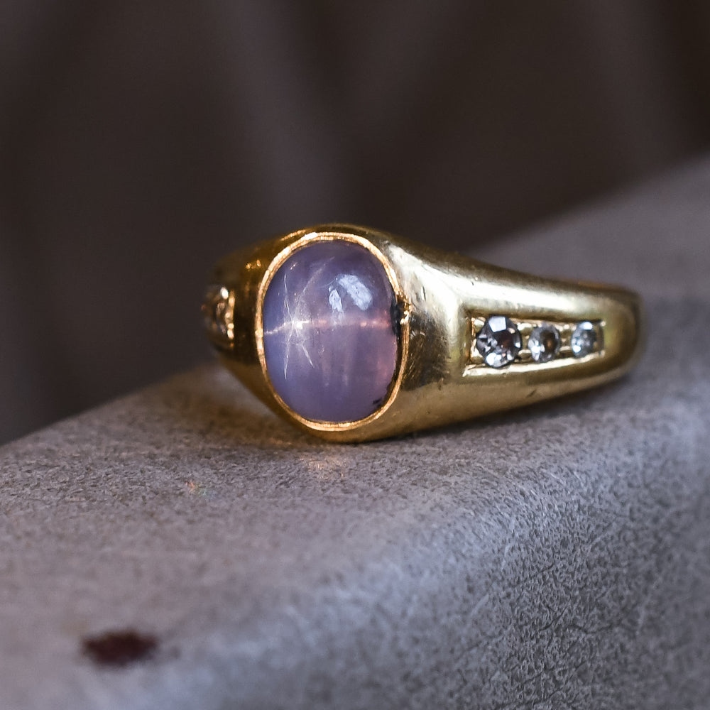Edwardian Star Sapphire Signet Ring