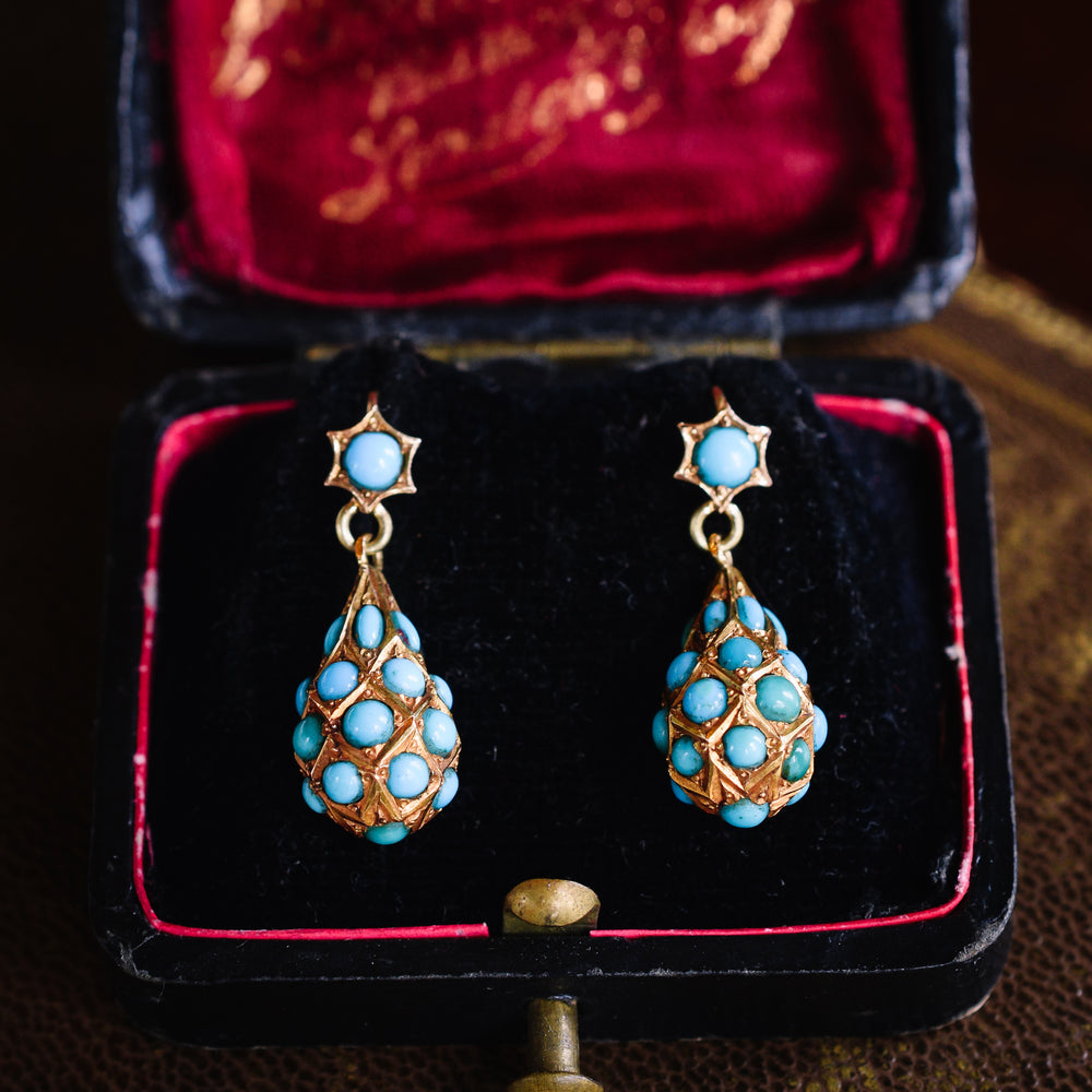 Victorian Turquoise Pear Drop Earrings