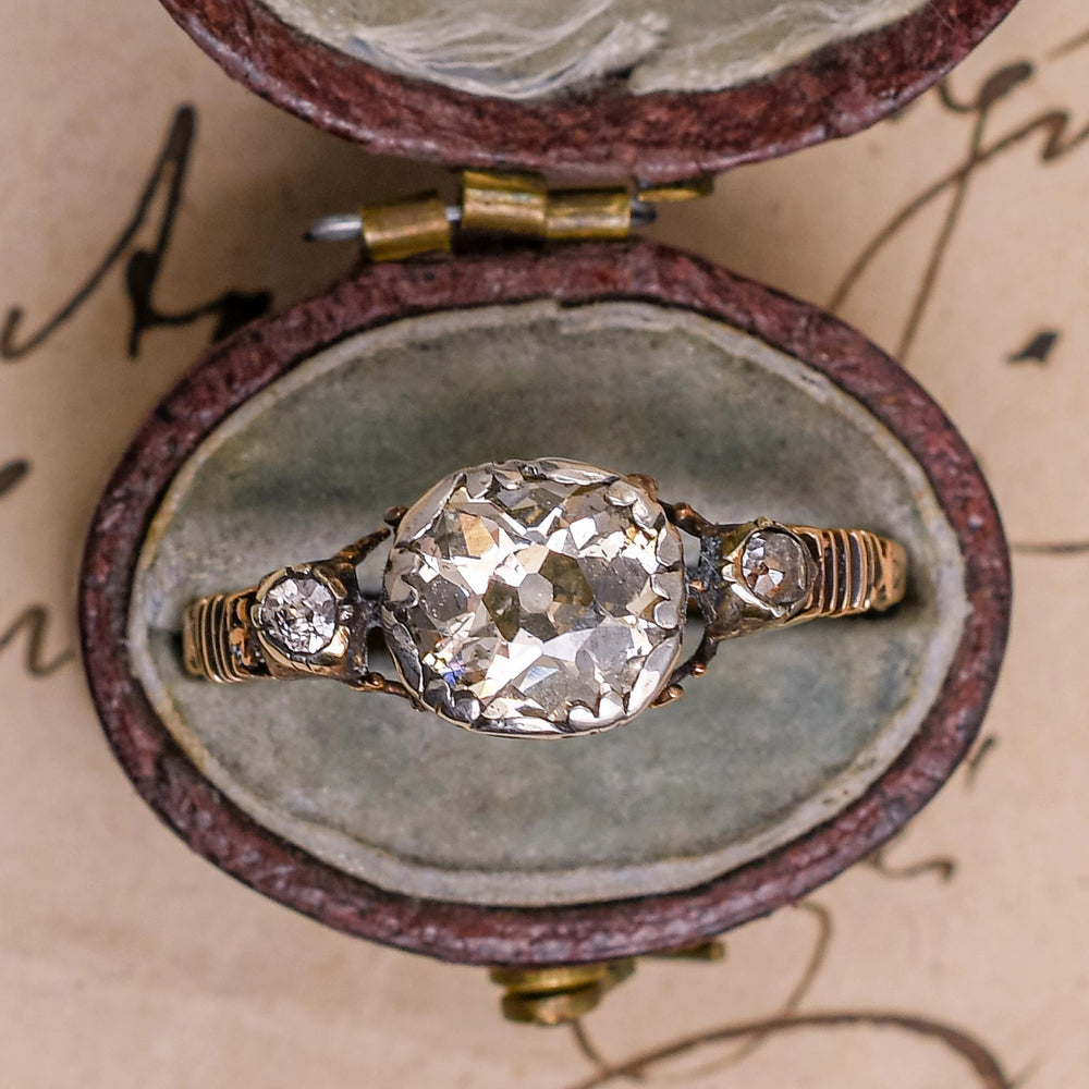Georgian Old Mine Cut Diamond Solitaire Ring