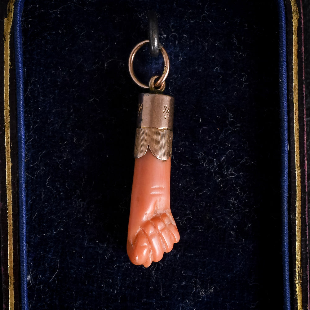 Early Victorian Coral Manu Fica Pendant