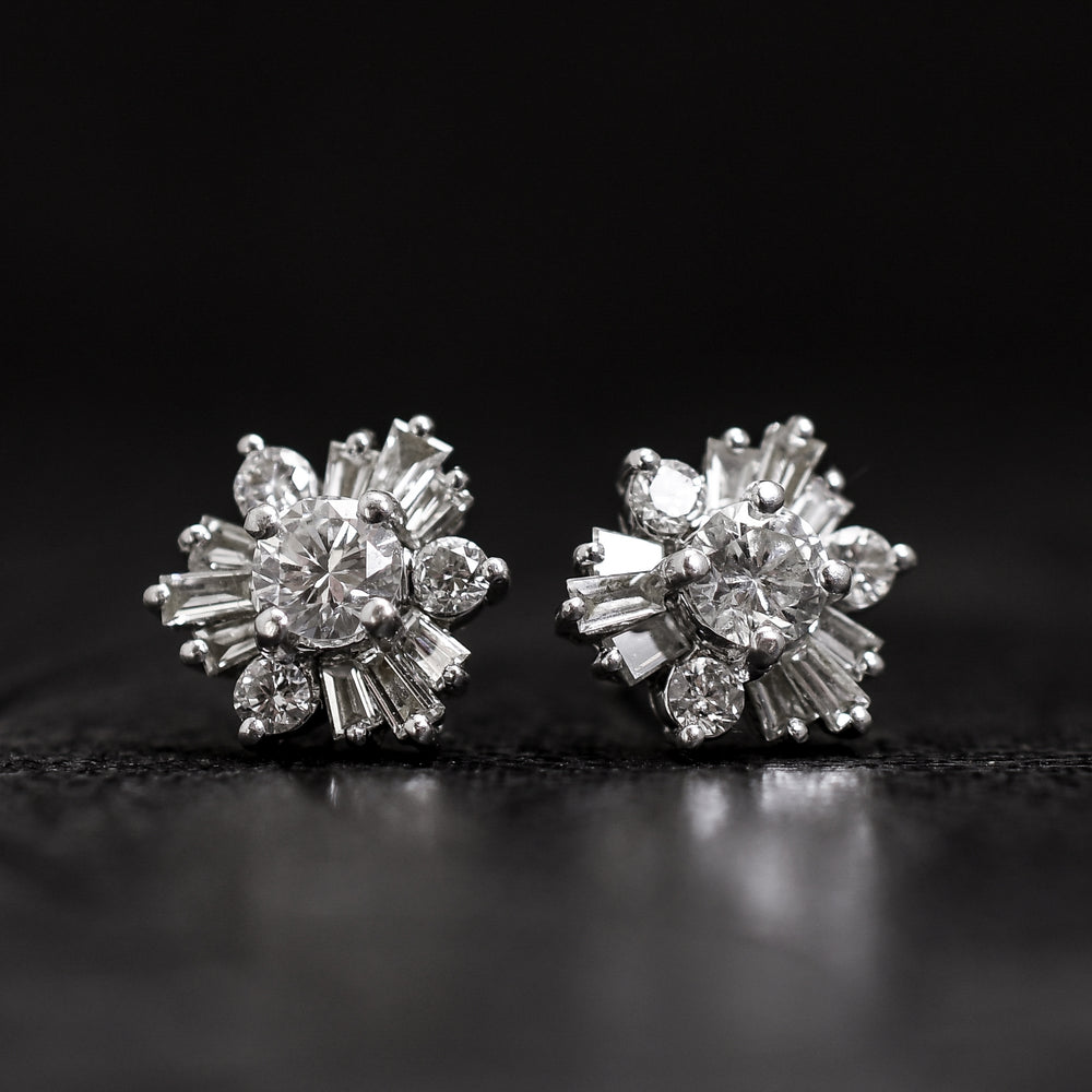 Vintage Diamond Ballerina Cluster Earrings