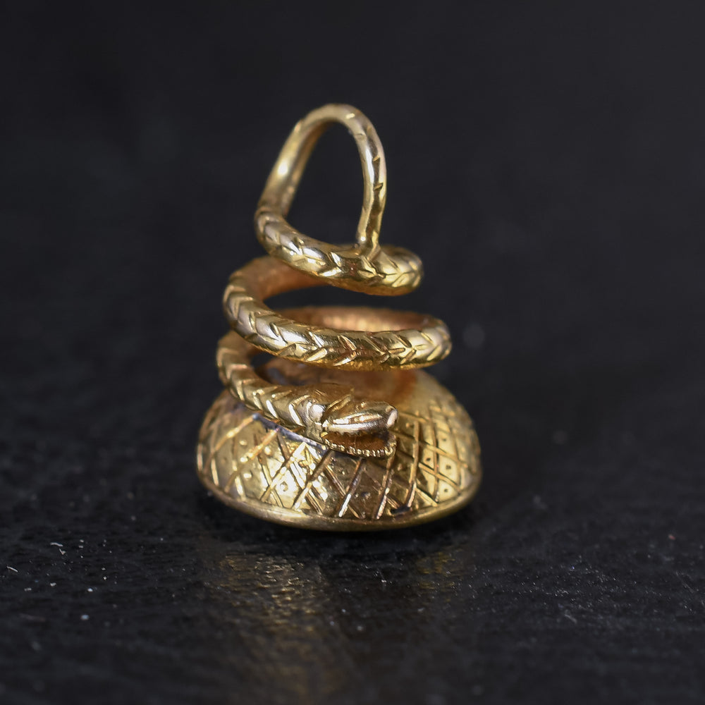 Georgian Coiled Snake Miniature Fob Pendant