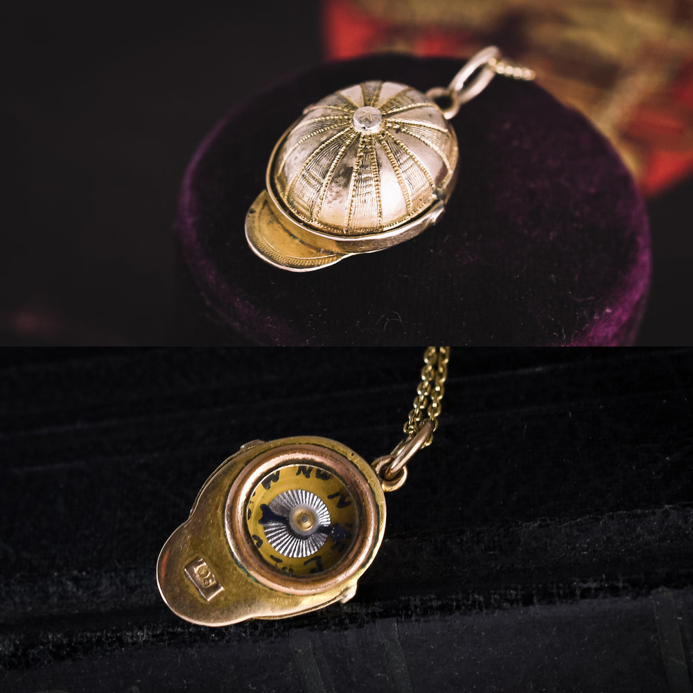 Victorian Jockey Cap Compass Pendant