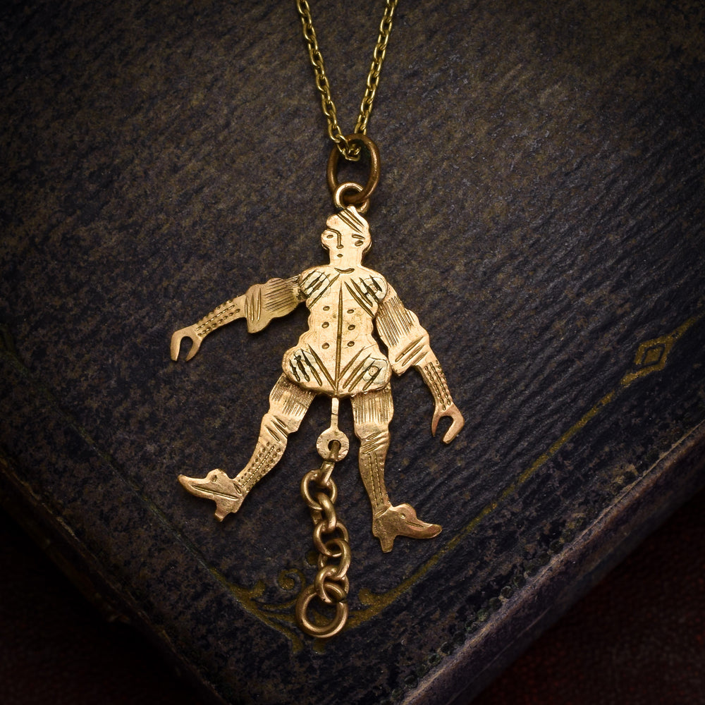 Victorian Gold Jester Novelty Pendant