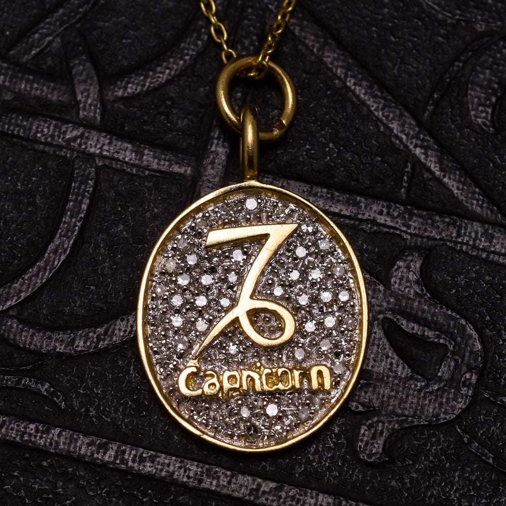 Vintage Capricorn Diamond Zodiac Pendant