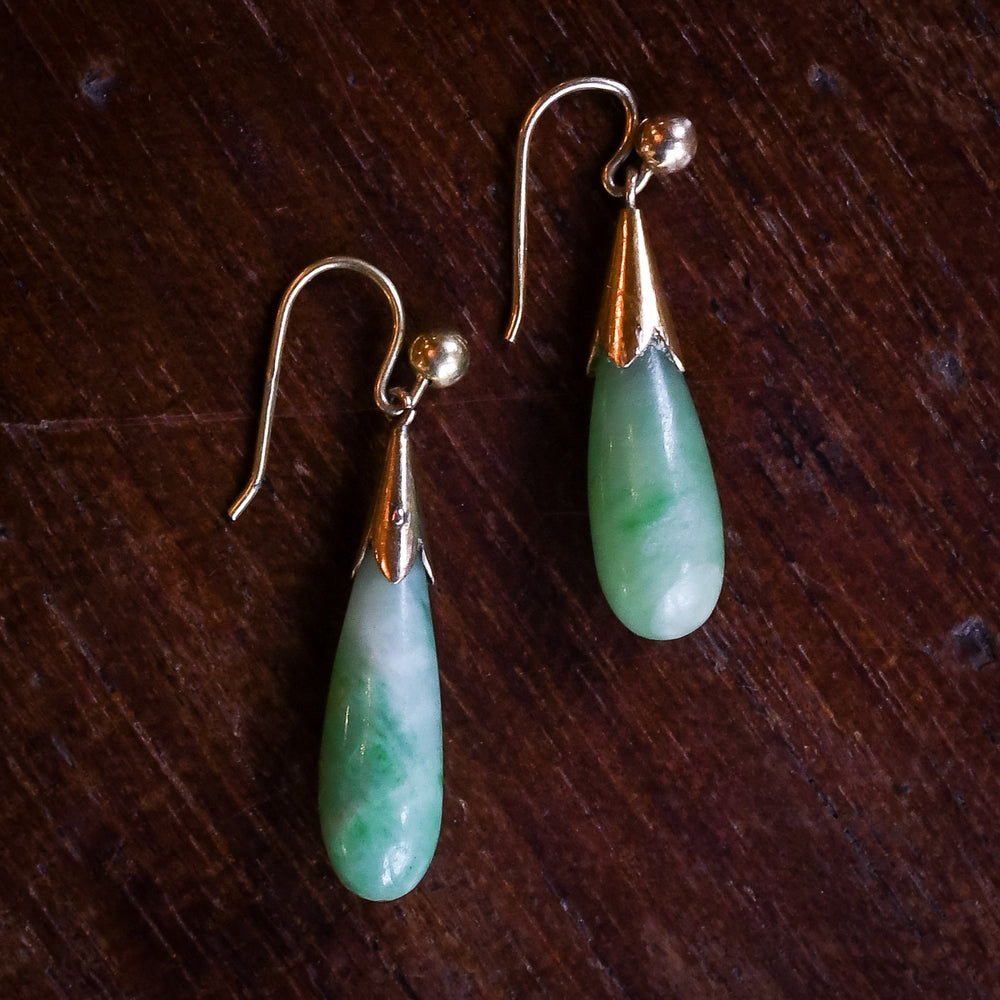 Victorian Jade Teardrop Earrings