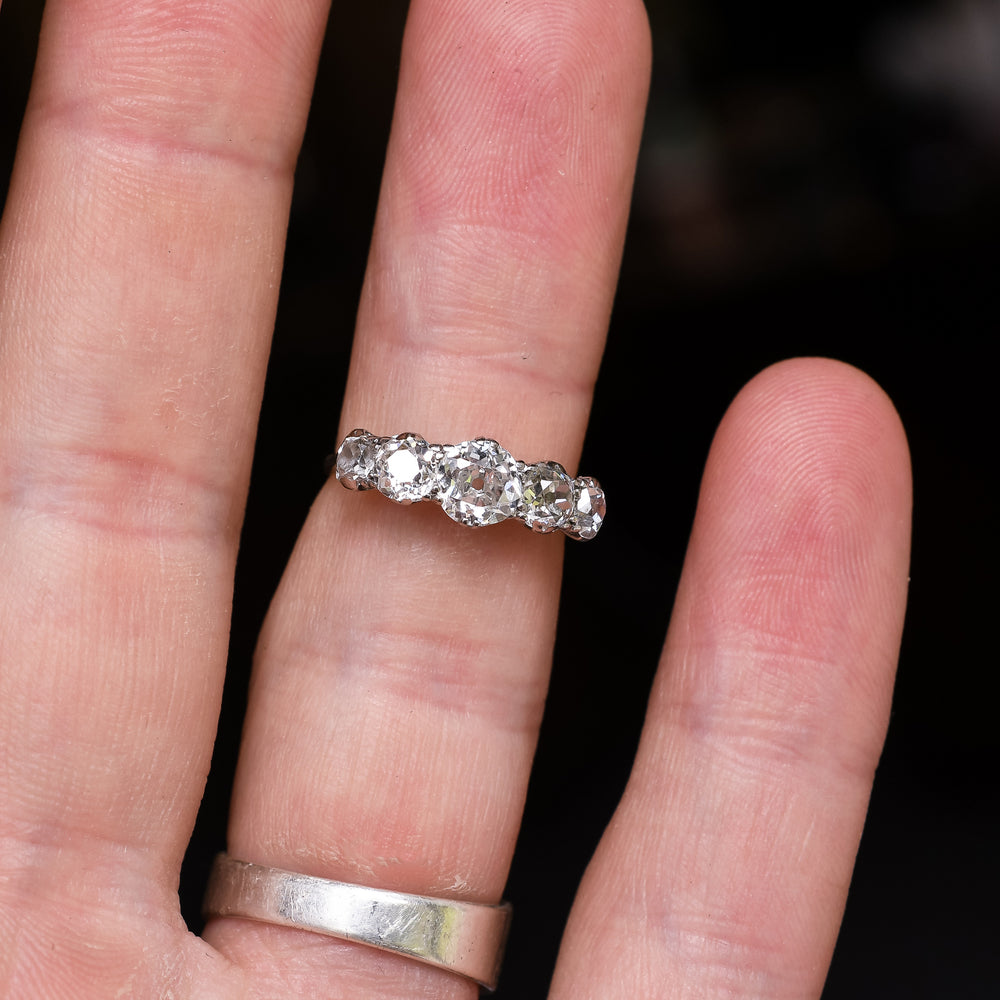 Art Deco 1.88ct Old Euro Diamond 5-Stone Ring