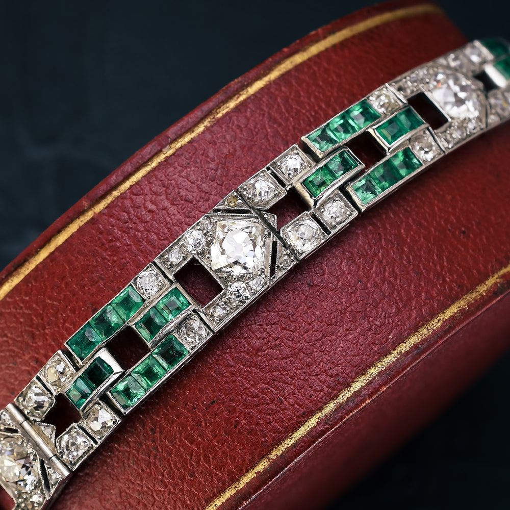 Art Deco Diamond & Emerald Bracelet