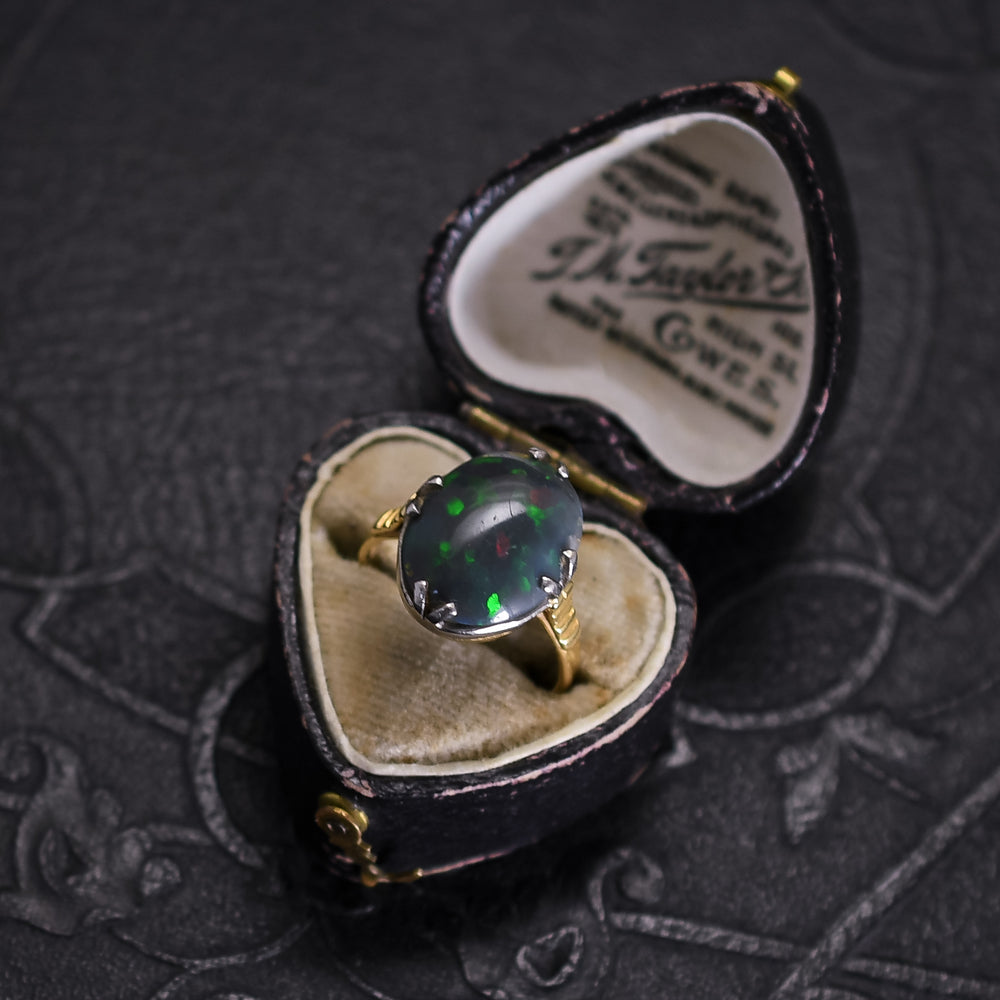 Victorian Black Opal Solitaire Ring