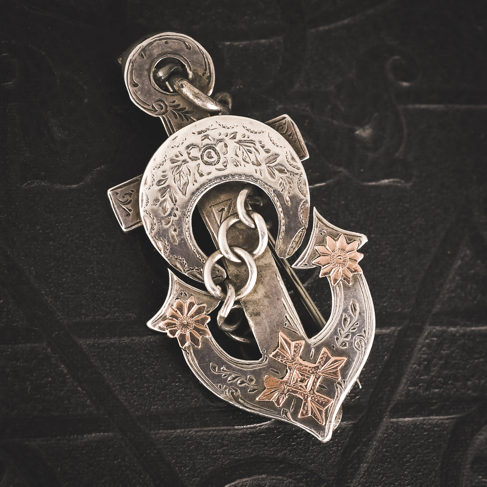 Victorian Silver Hope Anchor Brooch