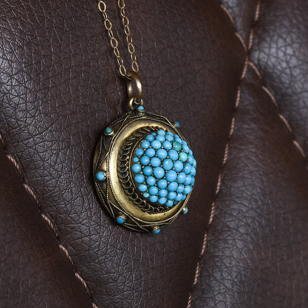 Victorian Etruscan Revival Turquoise Locket