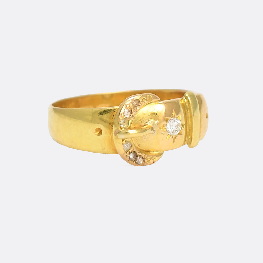 Mid Victorian Diamond Moon & Sun Buckle Ring