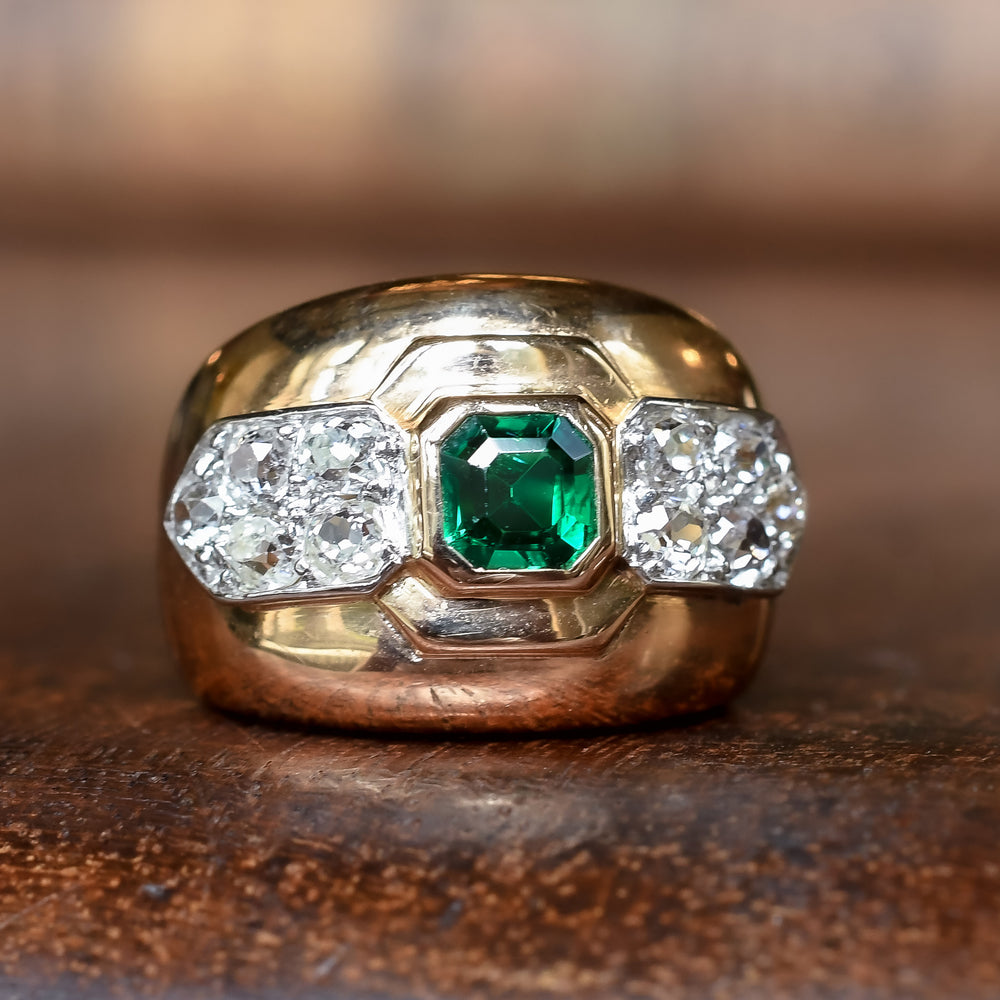 Mid-Century Emerald & Diamond Cigar Band