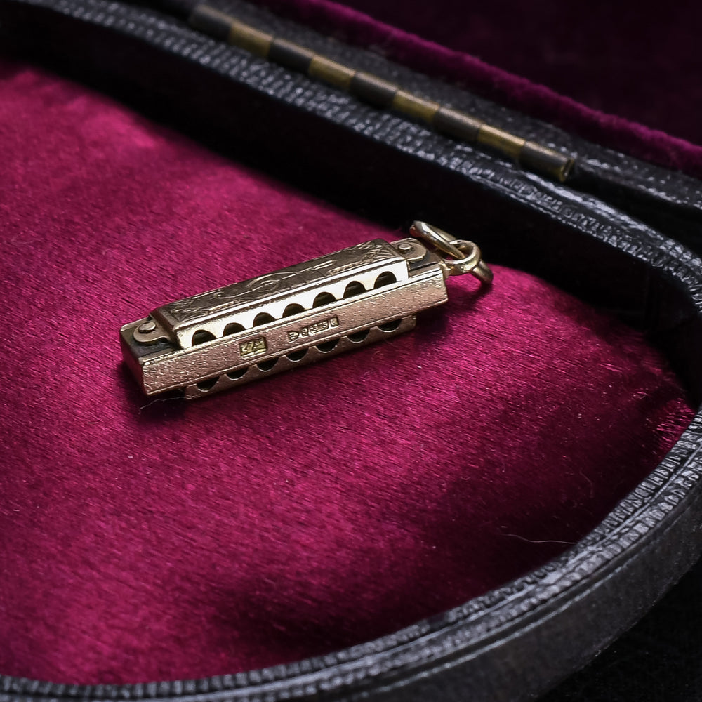 Vintage Gold 'Blues Harp' (Harmonica) Charm