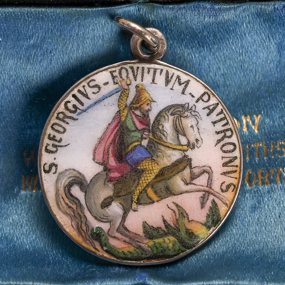 Victorian Enamel In Tempestate Securitas Saint George Medallion