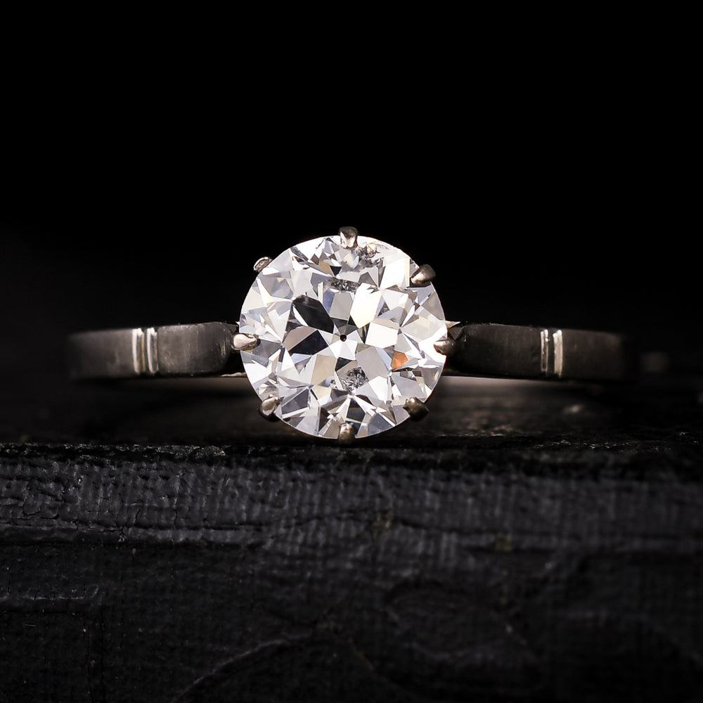Art Deco 1.72ct Transitional Cut Diamond Solitaire Ring