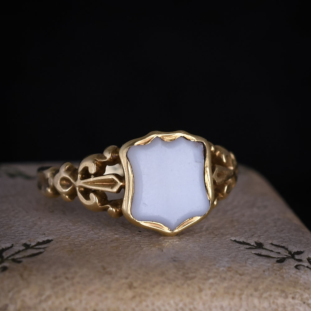 Mid-Victorian Chalcedony Shield Signet Ring