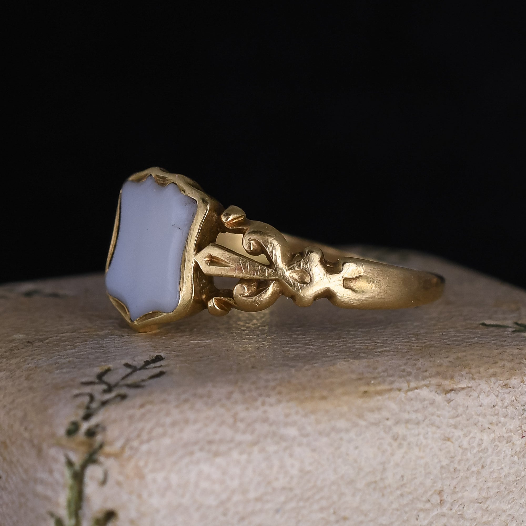 Mid Victorian Chalcedony Shield Signet Ring Butter Lane Antiques