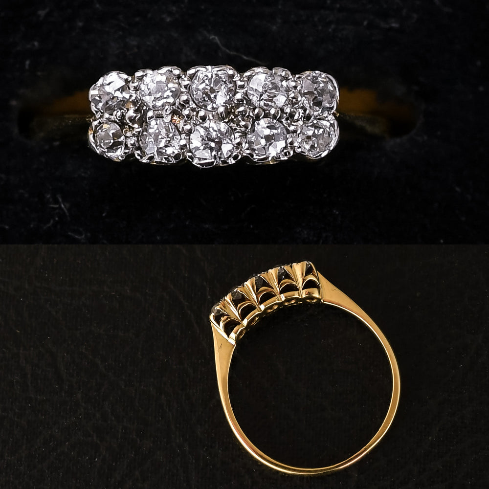 Edwardian Old Cut Diamond Double Row Ring