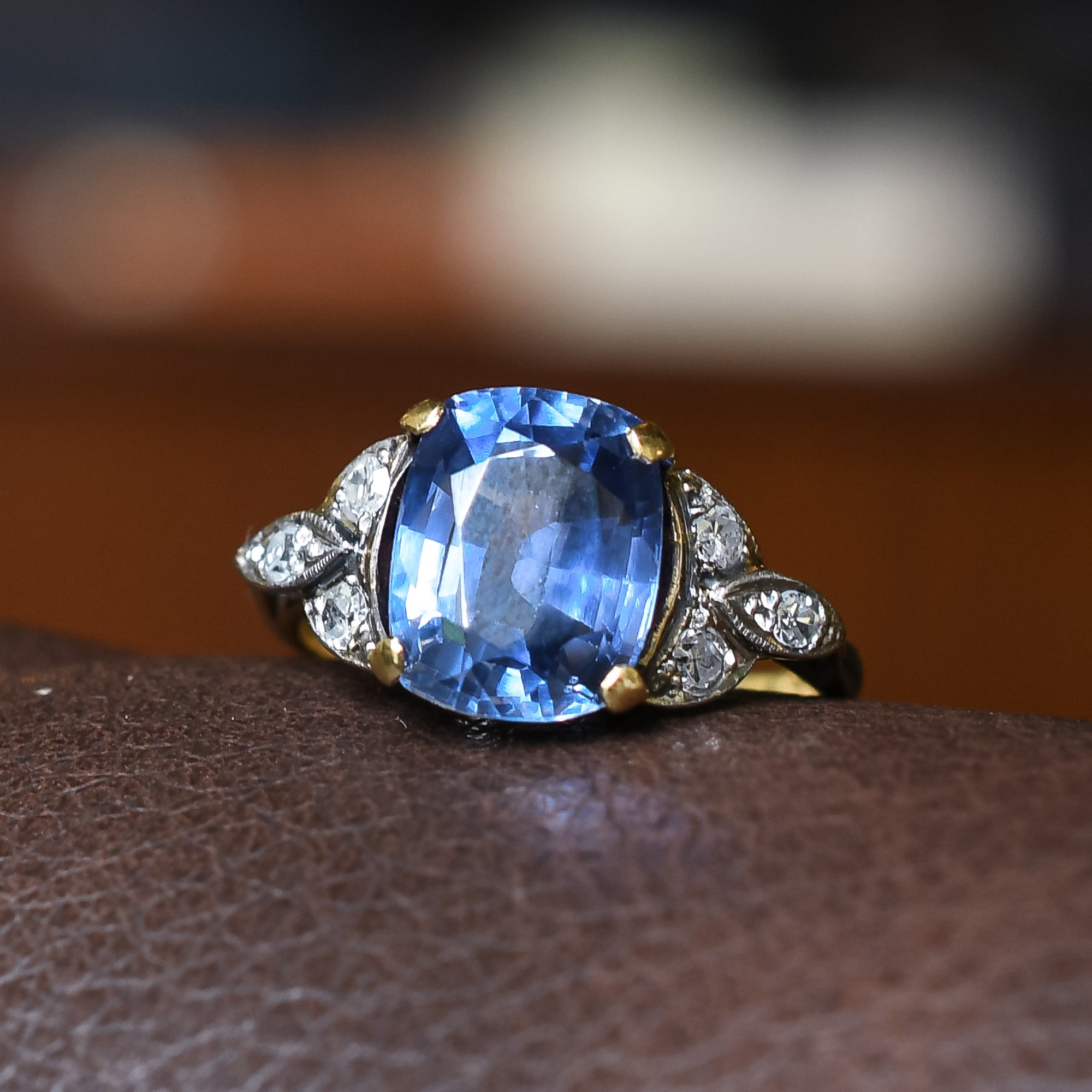 HOT Art Deco Ceylon Sapphire Sterling Silver Ring Art Deco