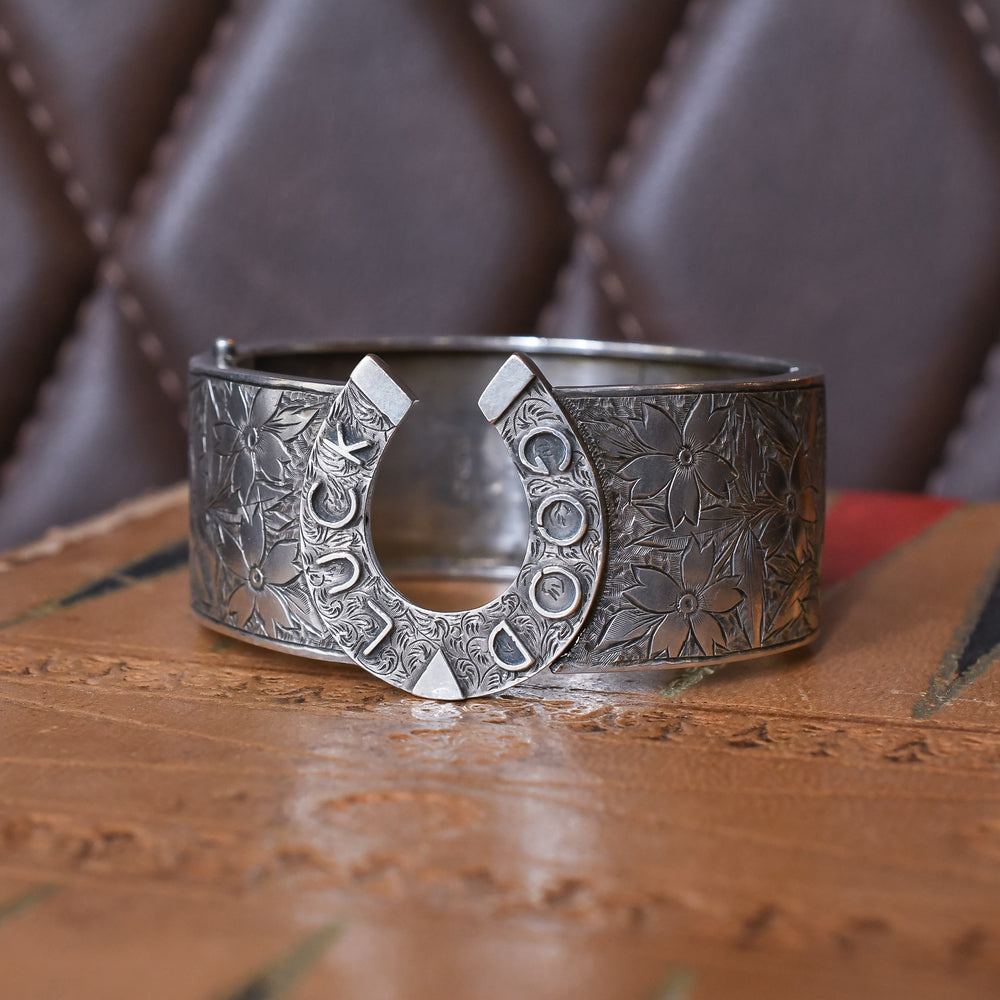 Victorian Good Luck Silver Cuff Bangle
