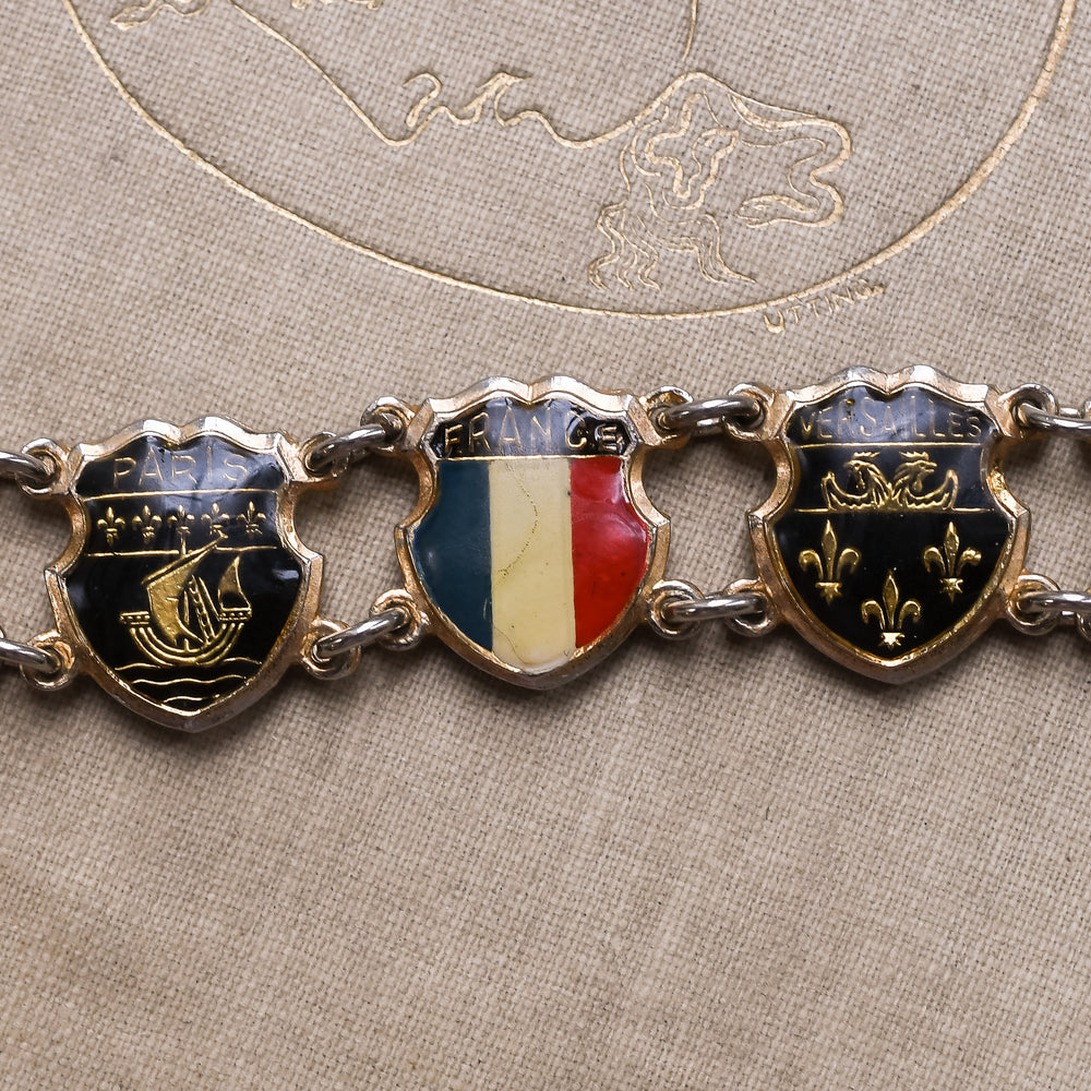 1930s Enamel PARIS Souvenir Bracelet