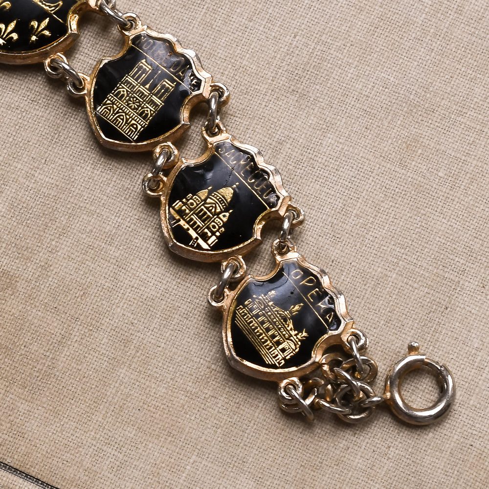 1930s Enamel PARIS Souvenir Bracelet