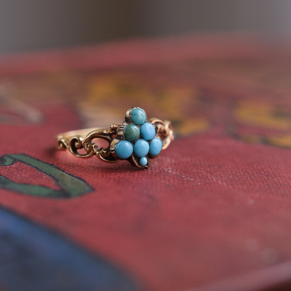 Early Victorian Turquoise Grape Bunch Ring