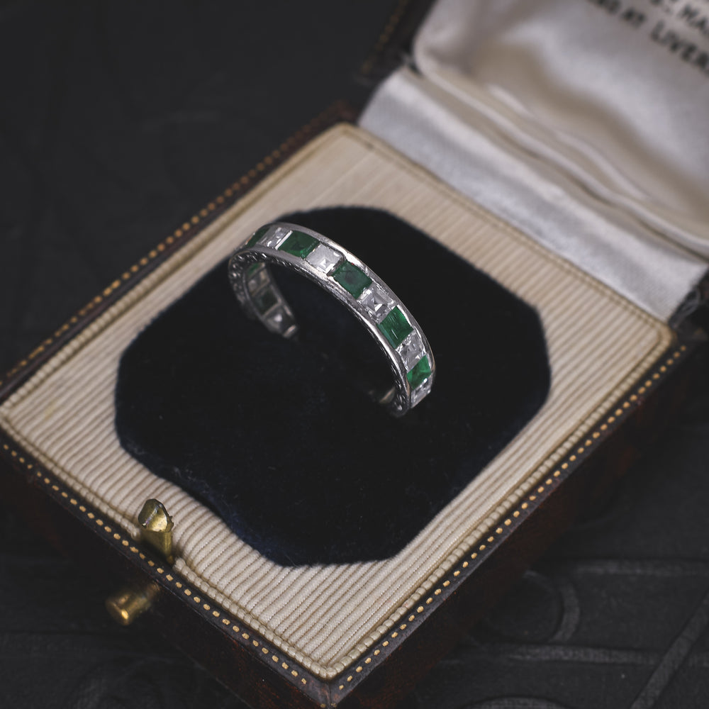 Art Deco Diamond & Emerald Full Eternity Ring