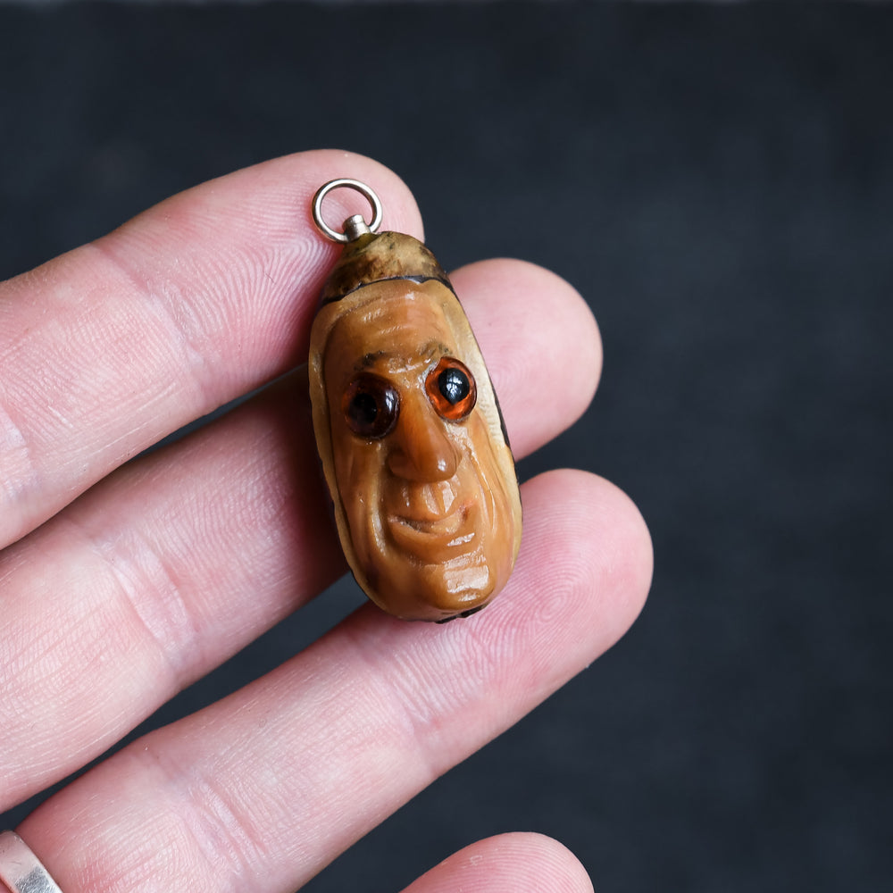 Victorian Carved Nut Pendant