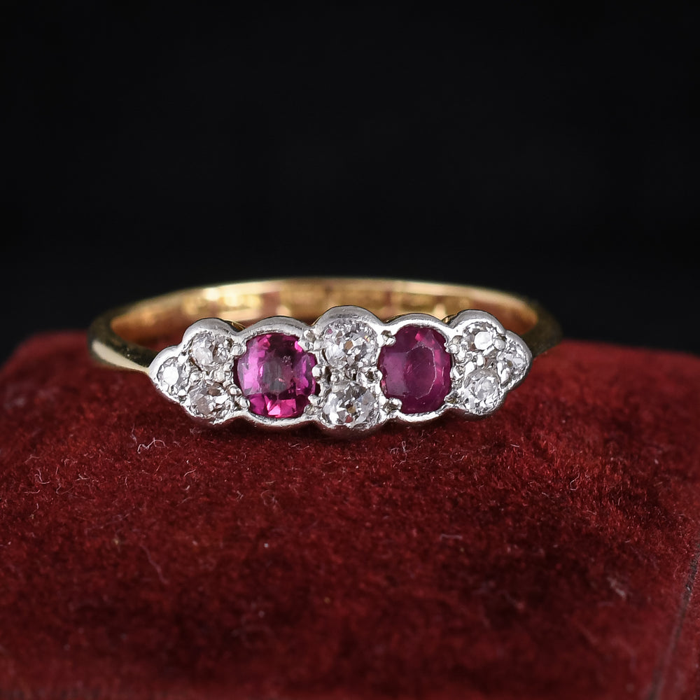Victorian Ruby & Diamond Half-Hoop Ring