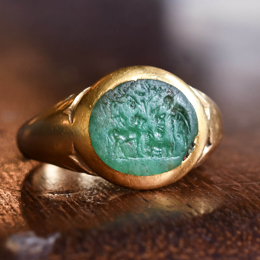 Ancient Roman Pastoral Intaglio Signet Ring