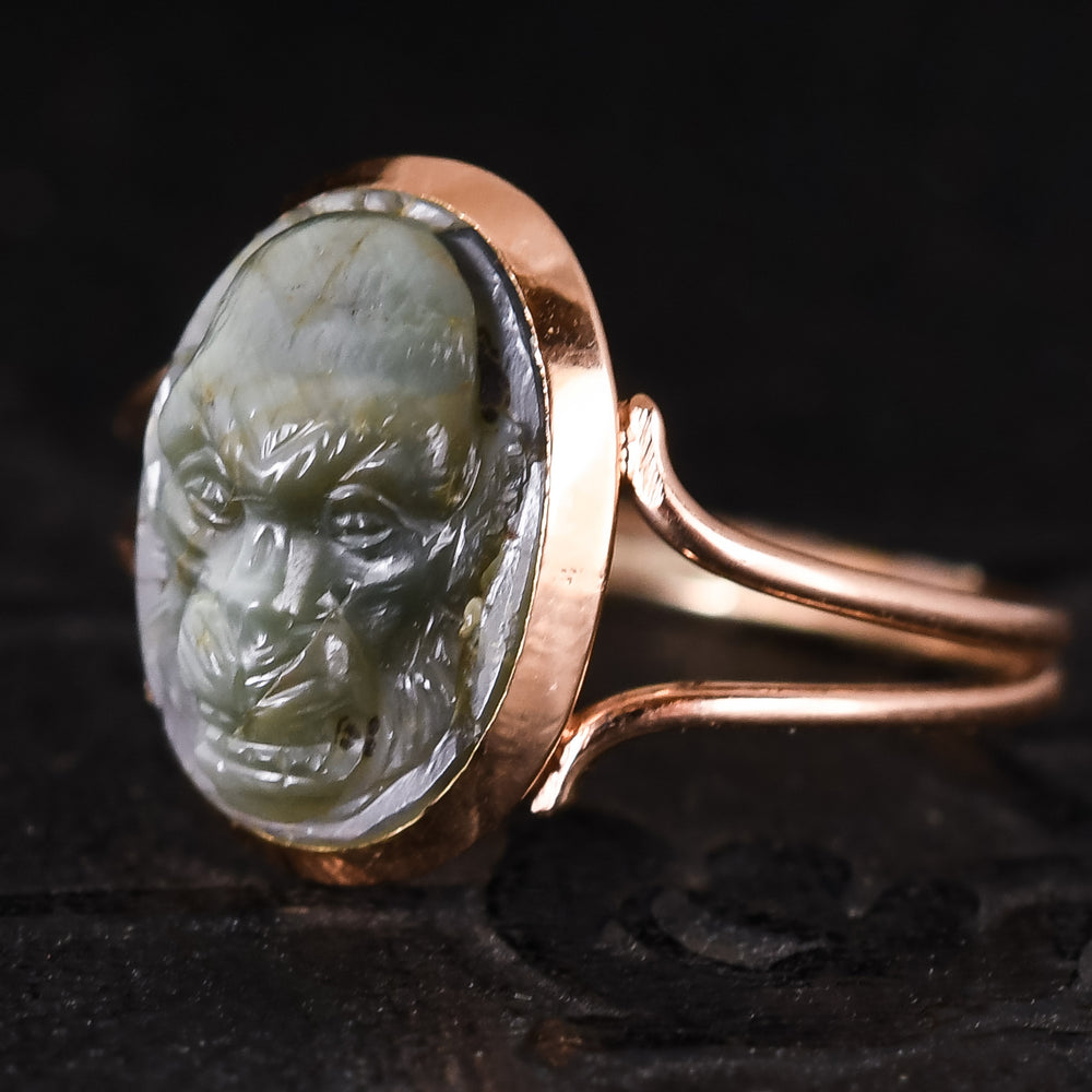 Georgian Chimpanzee Labradorite Cameo Ring