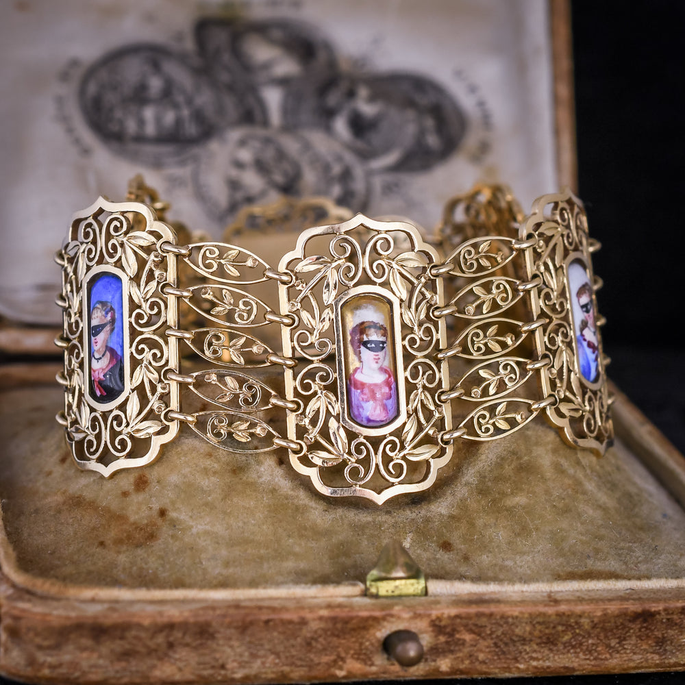 Early Victorian French Masquerade Bracelet