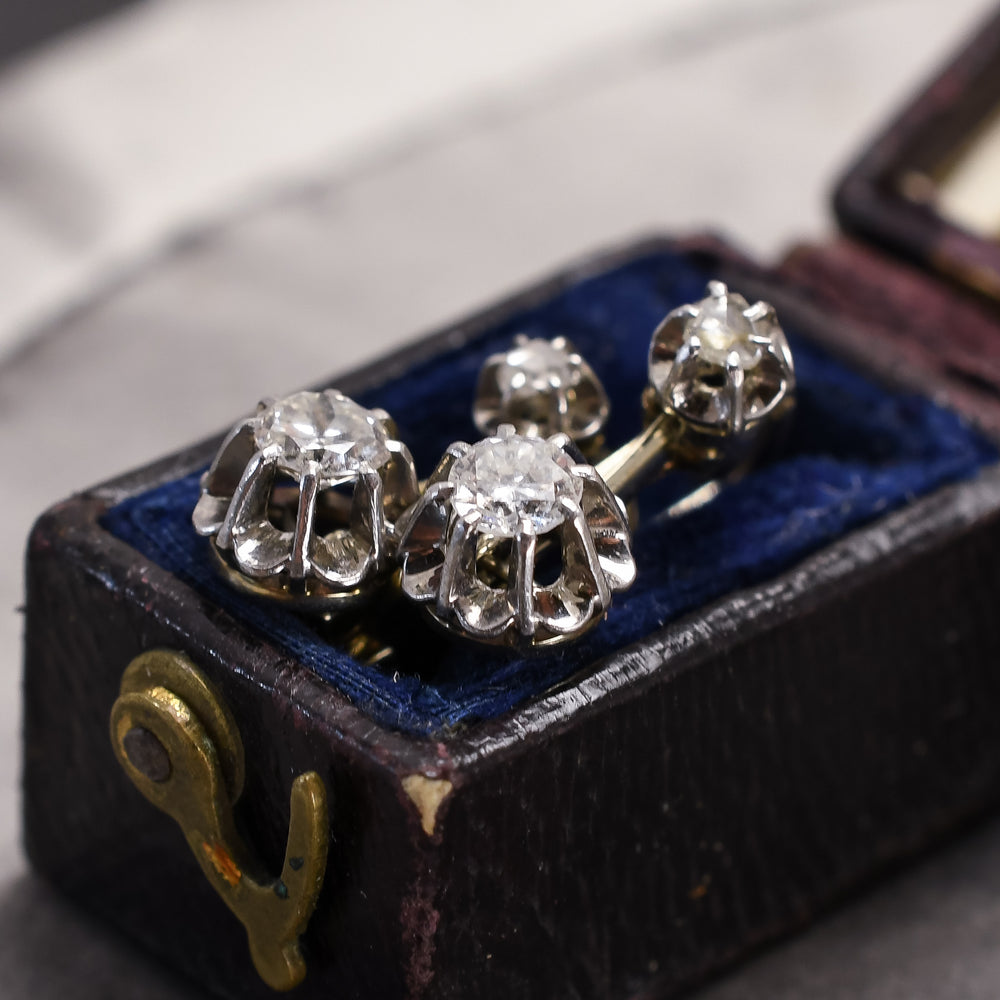 Art Deco Diamond Scalloped Dormeuse Earrings