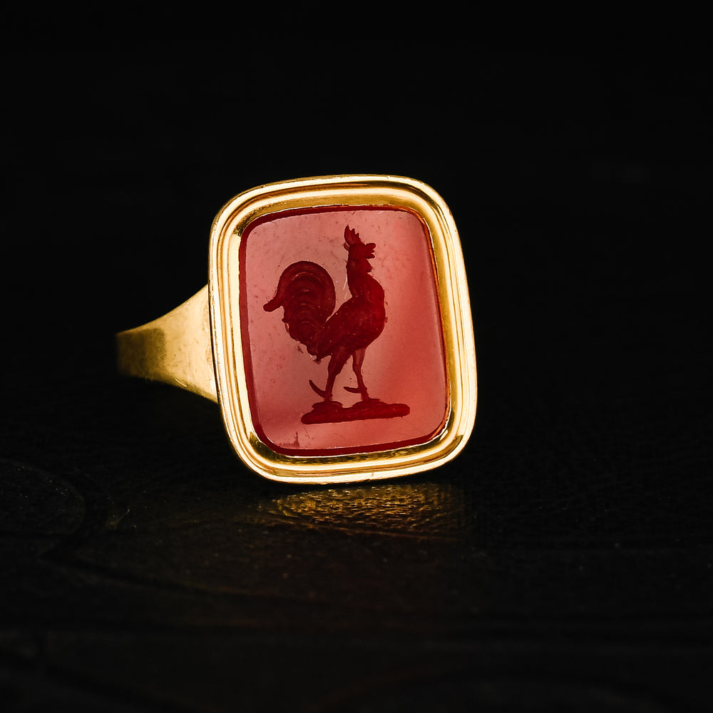 Georgian Carnelian Intaglio Cock Ring