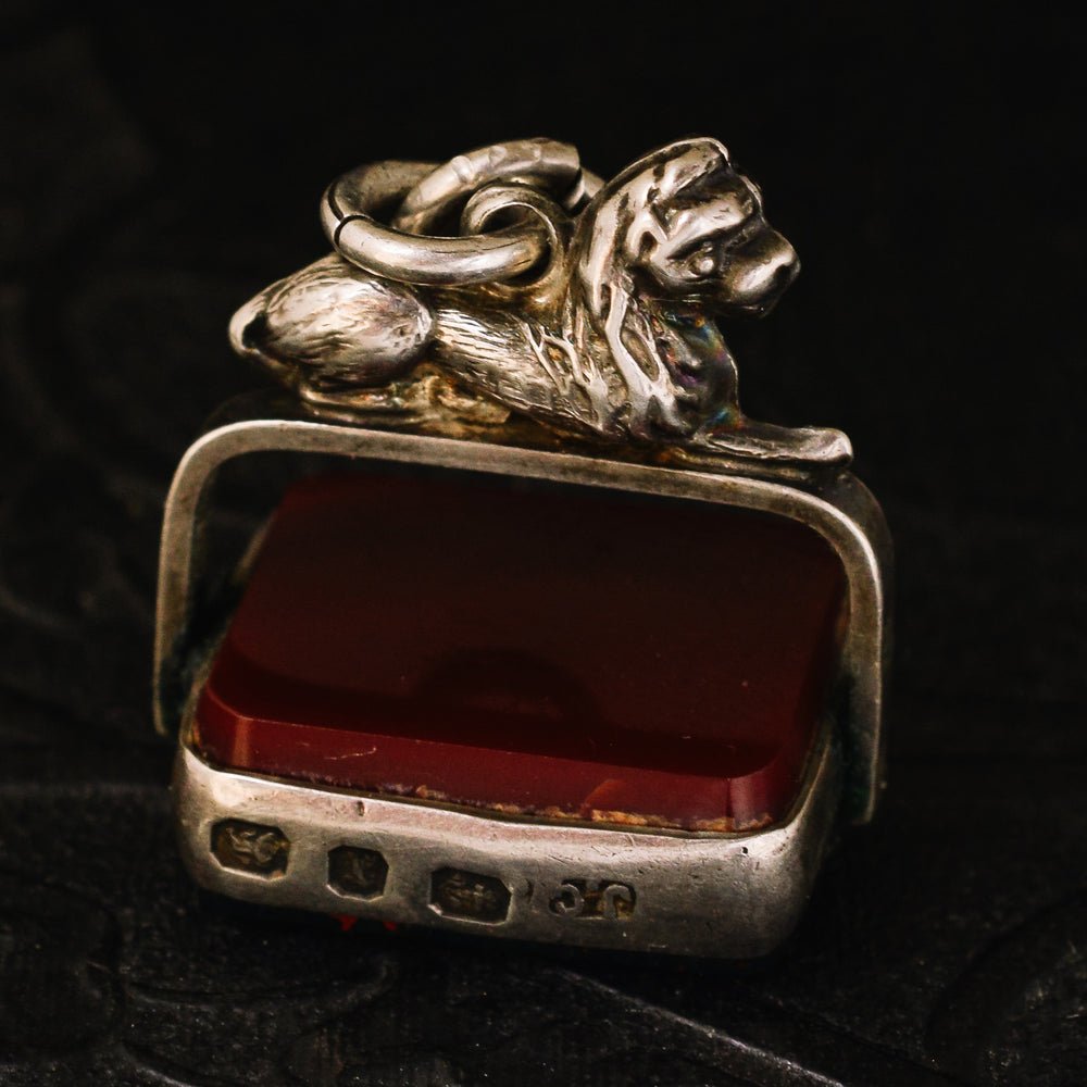 Victorian Double Agate Lion Fob