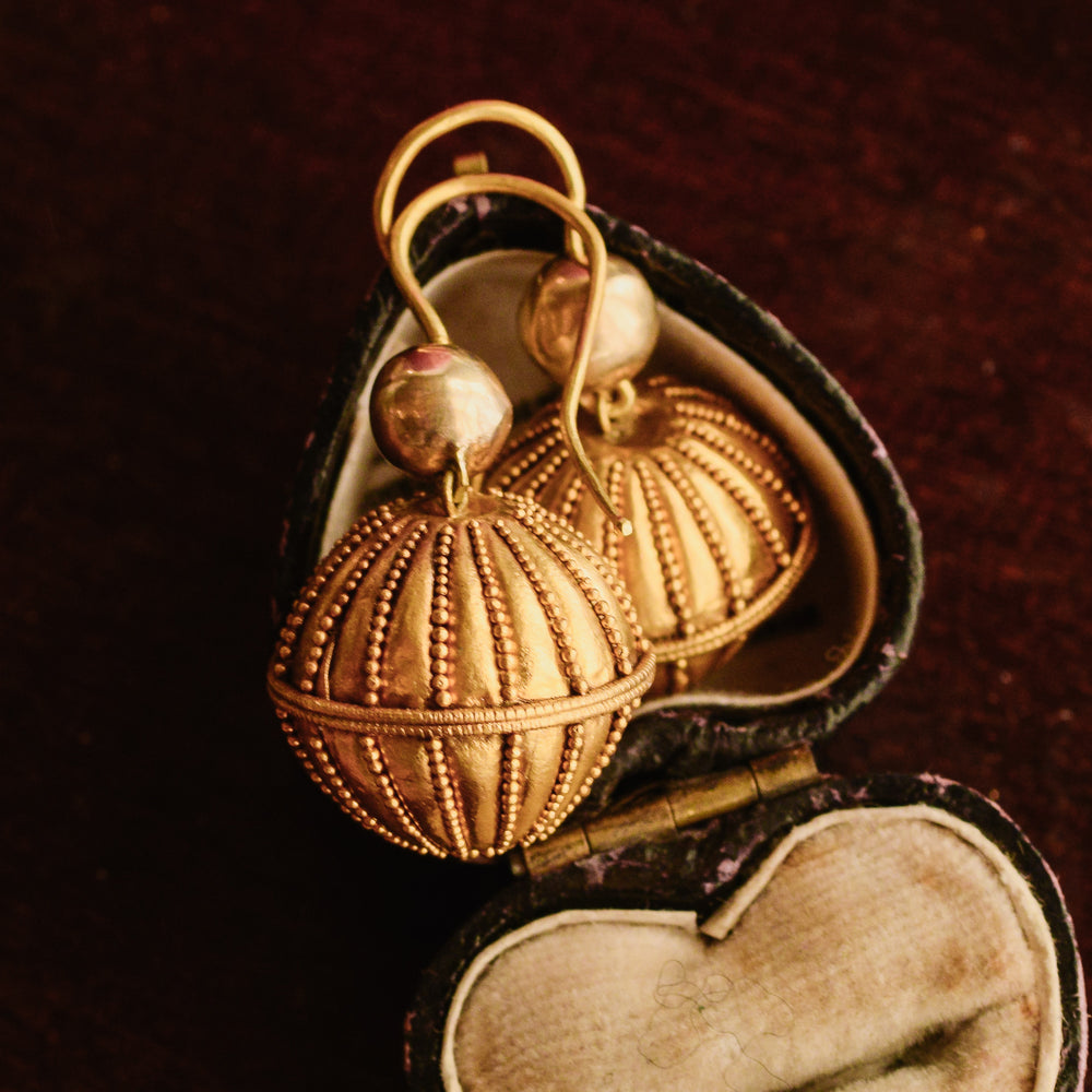 Victorian Etruscan Revival Orb Earrings