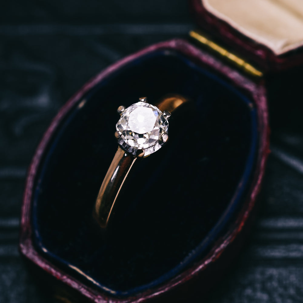 Late Victorian 0.78ct Old Mine Cut Diamond Solitaire Ring