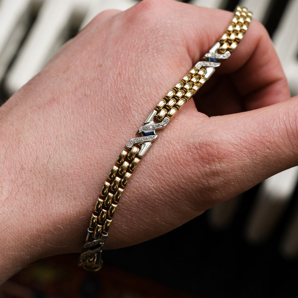 Vintage Bi-Metal Sapphire & Diamond Bracelet