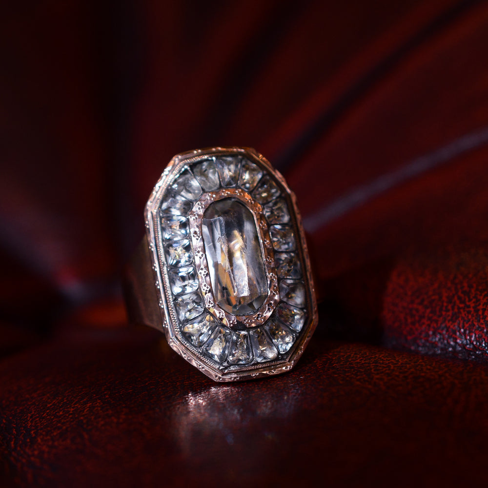 Georgian White Paste Octagon Ring