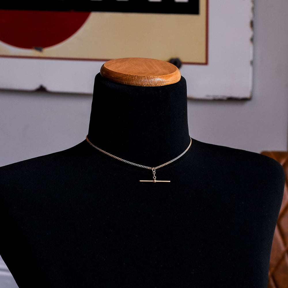 Art Deco 18k Gold & Platinum Curb Link Necklace