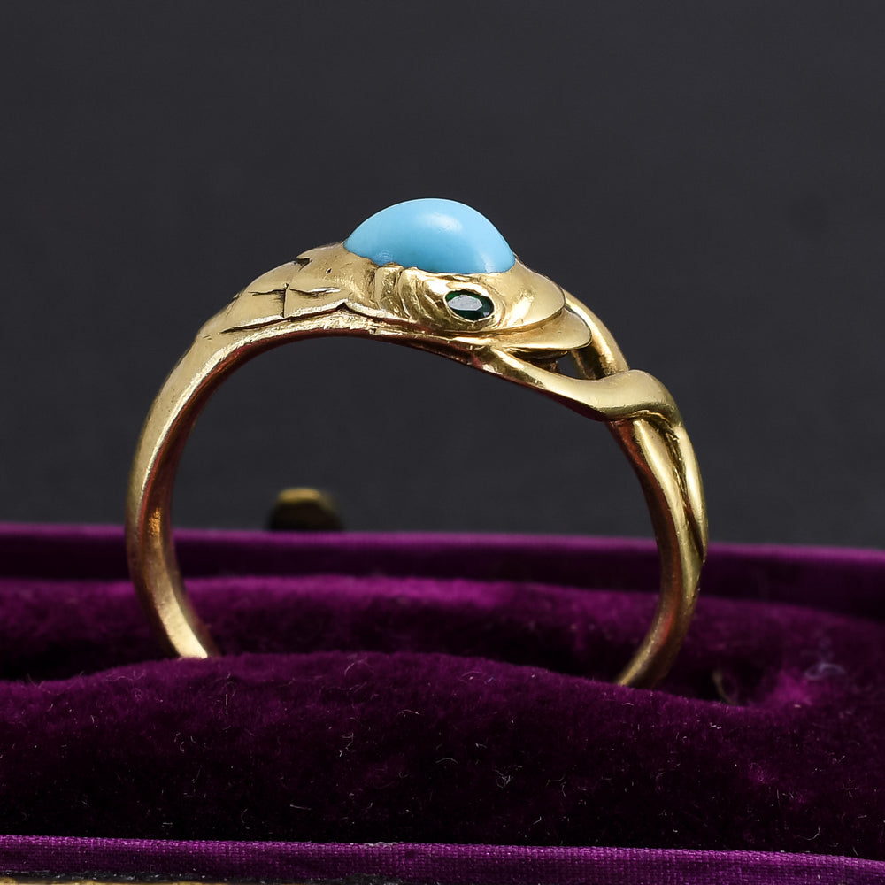 Victorian Turquoise & Emerald Ouroboros Ring
