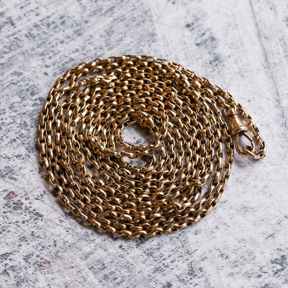 Victorian 9k Gold Guard Chain Necklace, 58