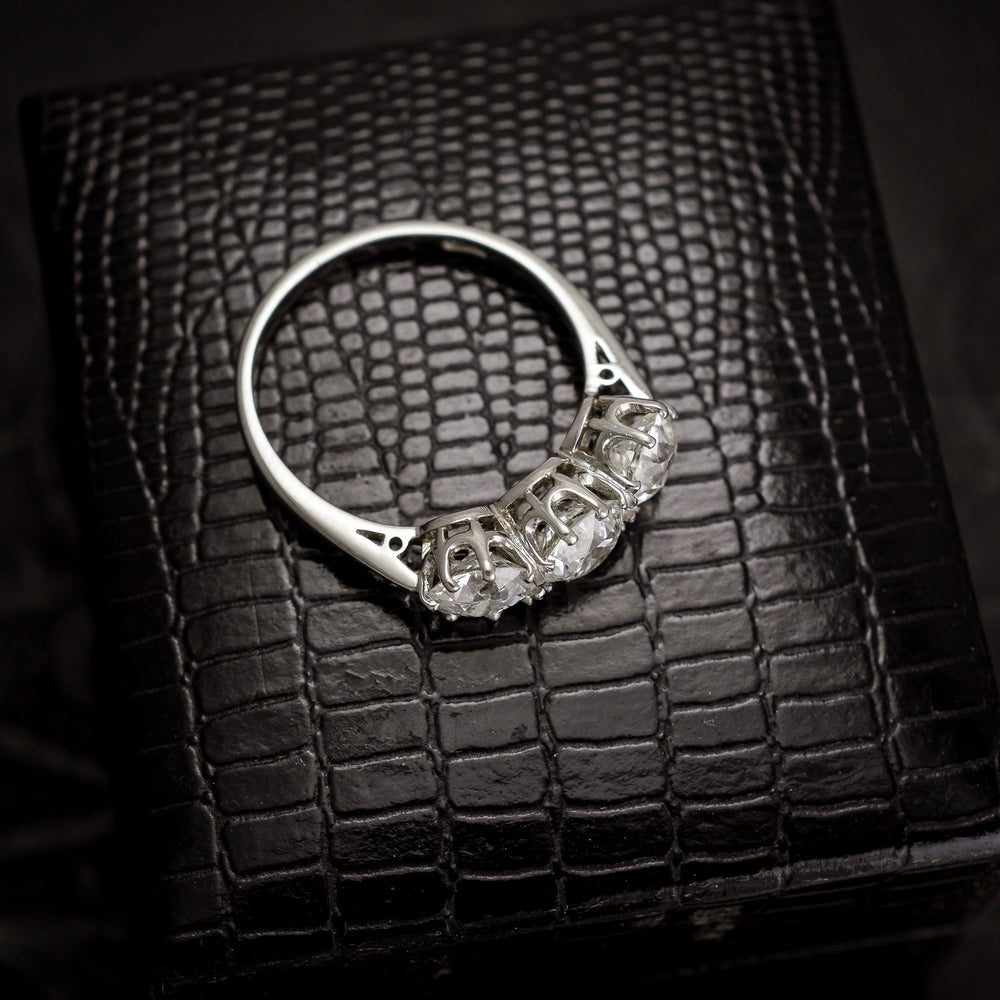 Edwardian 2.85ct Old Euro Diamond Three-Stone Ring