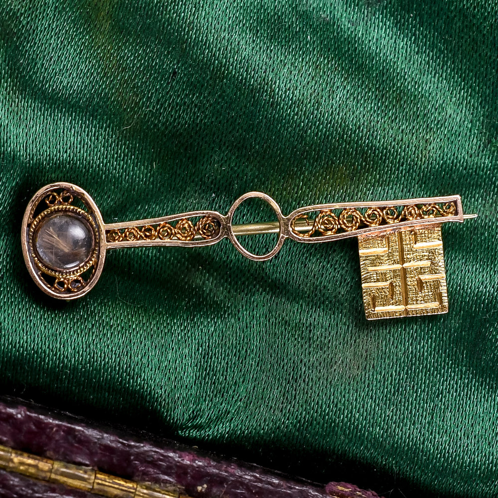 Regency Period Key Memorial Brooch