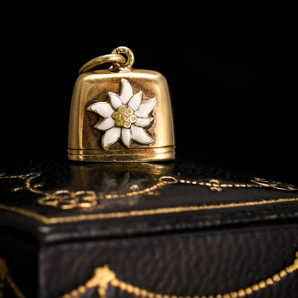 Art Deco Enamel Edelweiss Bell Charm