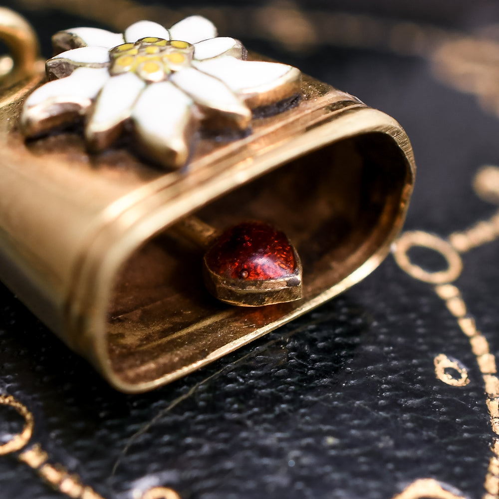 Art Deco Enamel Edelweiss Bell Charm